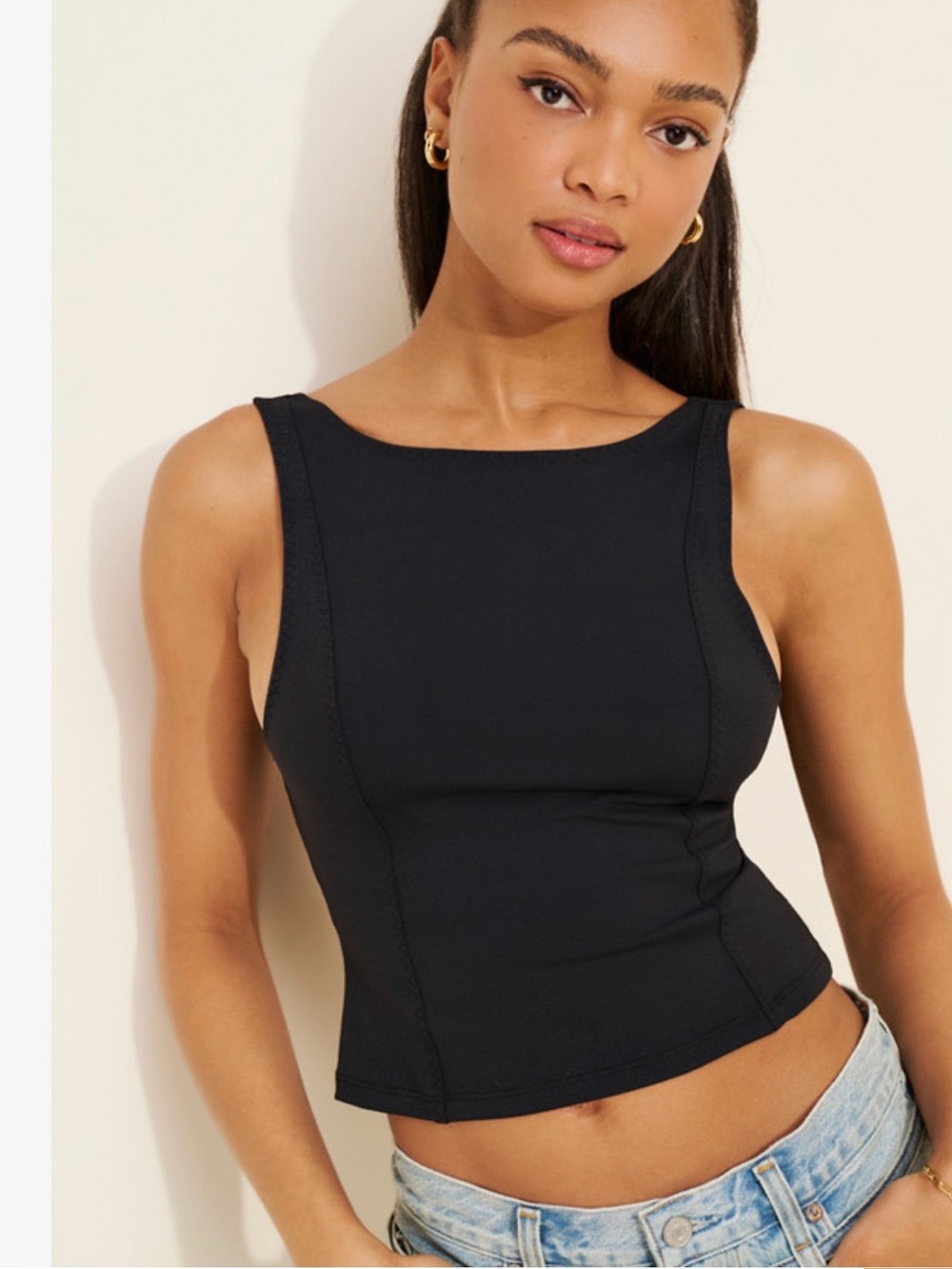 Intimately by Free People Just Getting Started Black Square-Neck, Cut out back